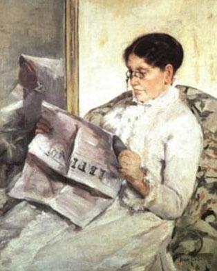 Exhibitions - Marry Cassatt, Reading 'Le Figaro' A painting of a woman sitting down and reading 'Le Figaro'