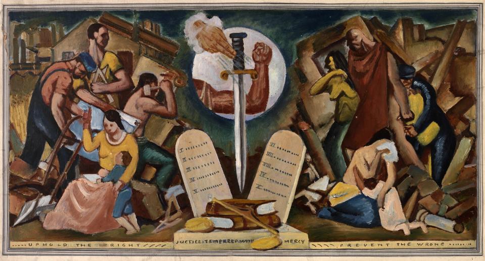 Justice Tempered with Mercy (mural study, Roswell, New Mexico