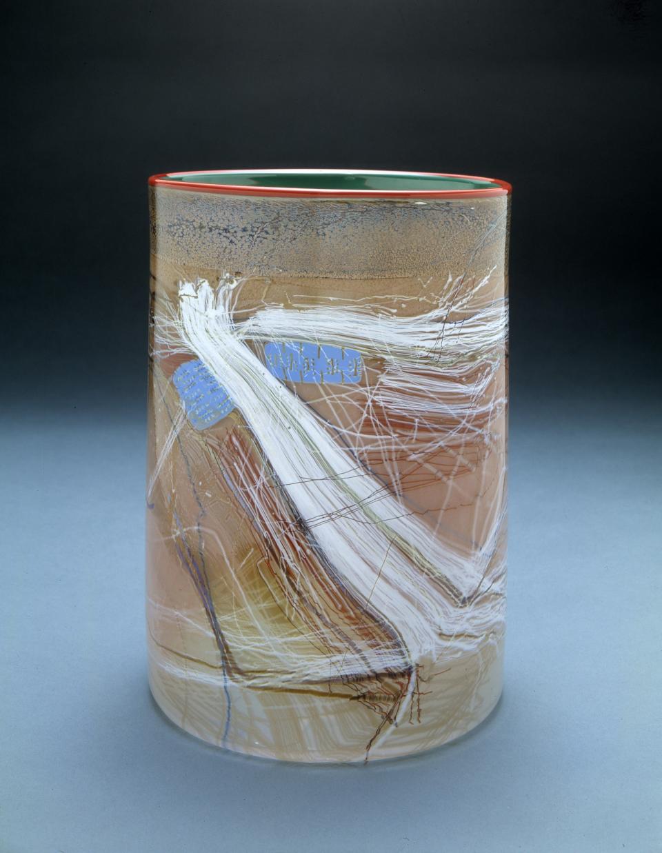 Emerald Green Blanket Cylinder with Cerulean Blue Drawing Smithsonian