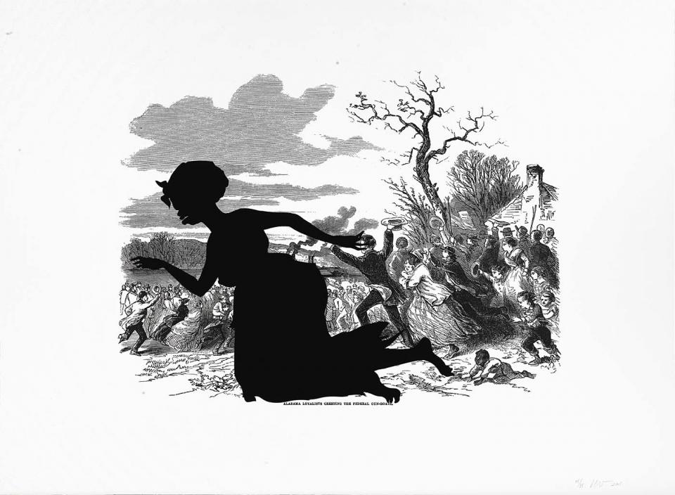 Silhouette over Harper's print 