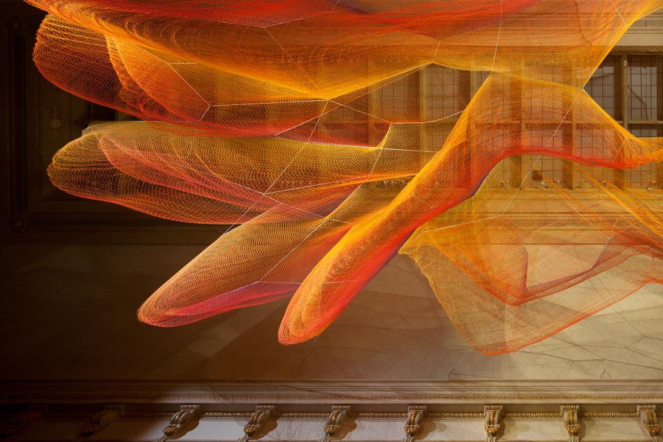 Exhibitions - WONDER Janet Echelman, 1.8 Renwick, 2015 A close up of Echelman's installation for WONDER at the Renwick Gallery.
