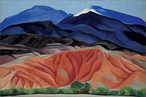 This is a landscape panting of mountains in New Mexico. 