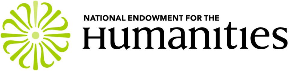 The National Endowment for the Humanities logo in black with a green circular form.