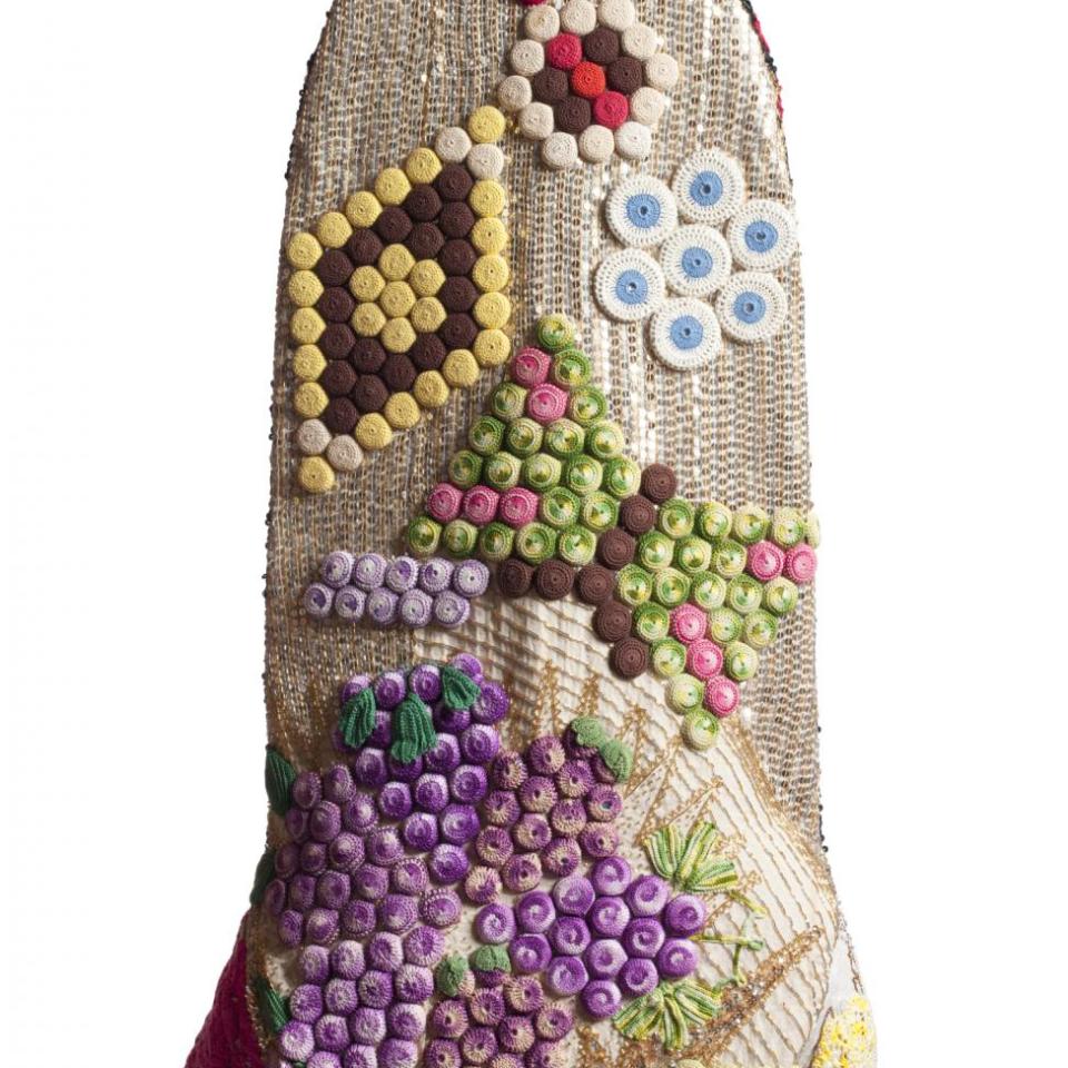 intricate doilies on a costume 