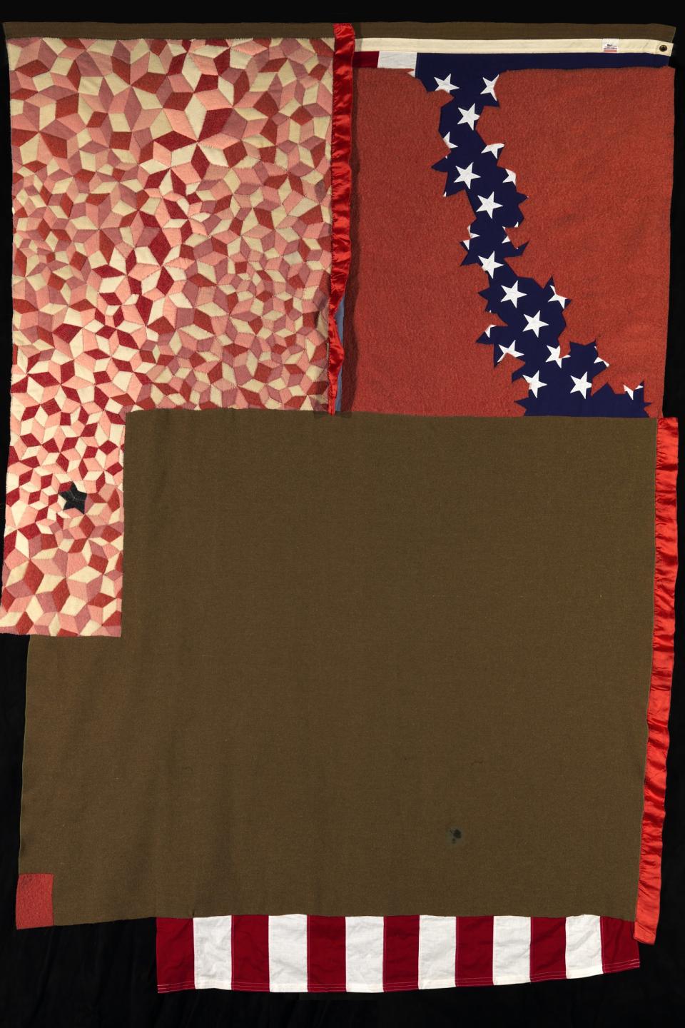 A quilt make of multiple materials.