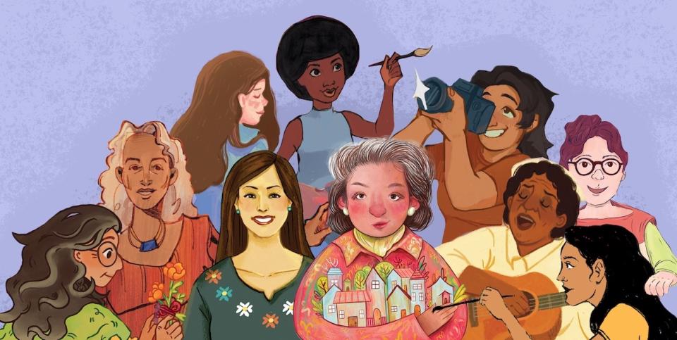A Collage of women artist featured in Drawn to Art 2023