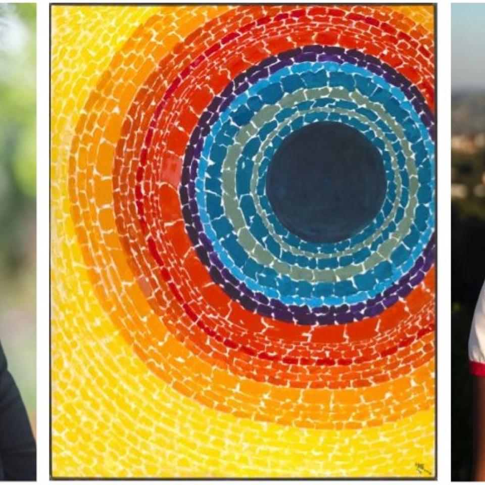 Image of Abra Lee, Alma Thomas's Painting The Eclipse, and Janelle Wellons.