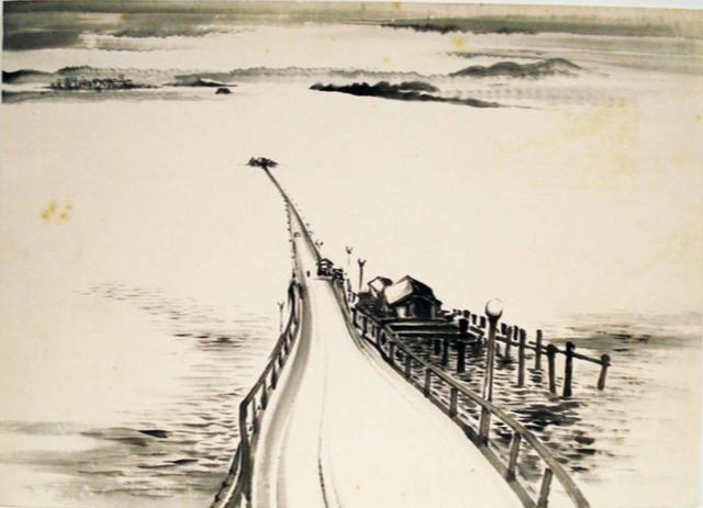 A contour drawing of a pier.