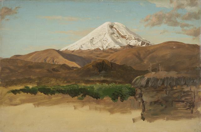 A painting of a mountain
