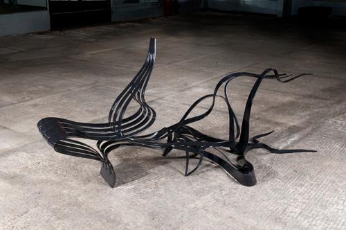 Vivian Beer's Slither.walk.fly made from steel and automotive paint for 40 Under 40 at the Renwick Gallery.