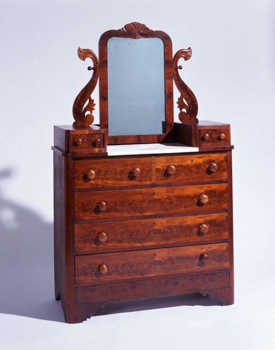 A mahogany Grecian style bureau.