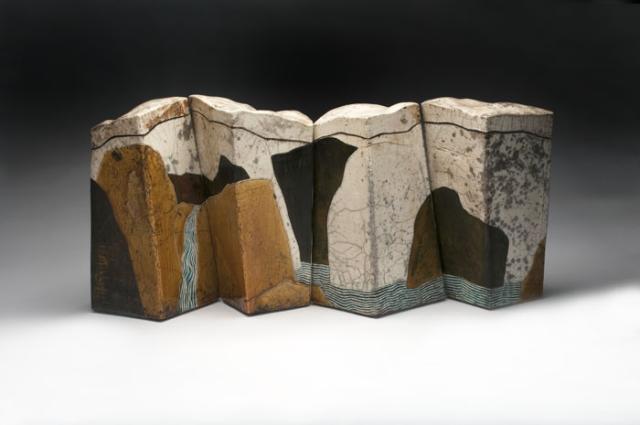 Wayne Higby's Yellow Rock Falls made from glazed earthenware.