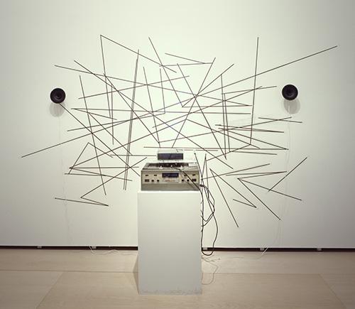 Name June Paik's Random Access made from strips of audiotape.
