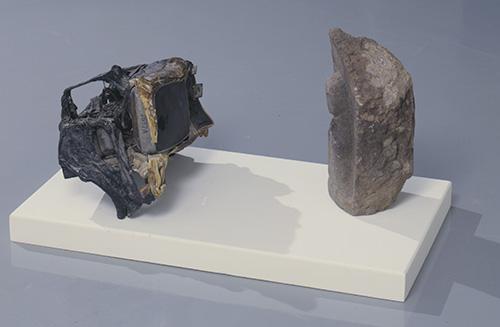 Name June Paik's Whitney Buddha Complex sculpture made from burned television monitor.