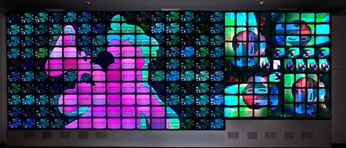 Name June Paik's Megatron/Matrix eightchannel video installation.