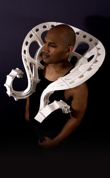 Joshua DeMonte's Aqueduct Collar made from gypsum and cyanoacrylate for 40 Under 40 at the Renwick Gallery.