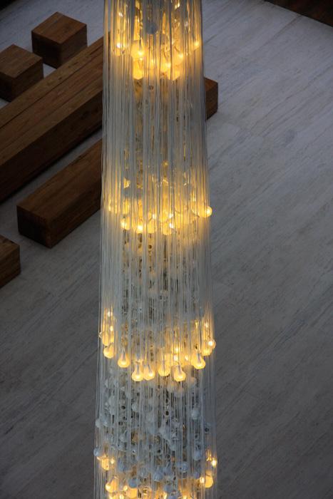 Joey Foster Ellis' China Tree made from porcelain sauce pots and LED lights for 40 Under 40 at the Renwick Gallery.