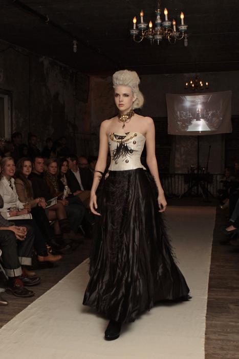 Jeff Garner's Black Ostrich Dress made from Ostrich feathers for 40 Under 40 at the Renwick Gallery.
