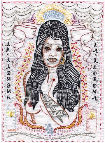 Jenny Hart's La Llorona made from cotton and sequins for 40 Under 40 at the Renwick Gallery.