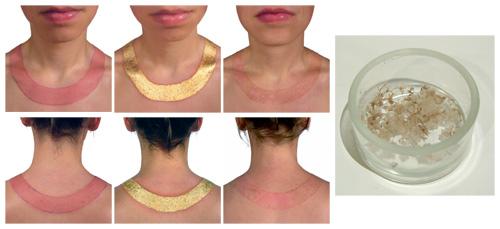 Lauren Kalman's Hard Wear (Necklace) made from prints, acrylic, gold leaf for 40 Under 40 at the Renwick Gallery.