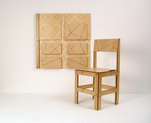 Christy Oates' Crane Chair made from laser cut plywood and veener for 40 Under 40 at the Renwick Gallery.