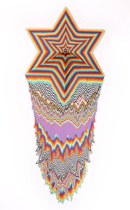 Jen Stark's Power of Being made from paper and wood for 40 Under 40 at the Renwick Gallery.