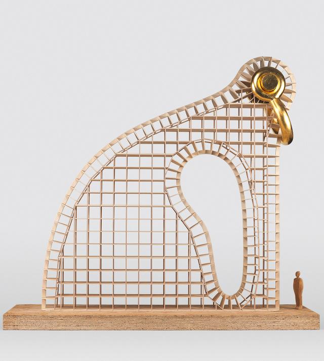 Puryear's Maquette for Big Bling made from birch, plywood, maple and gold leaf.