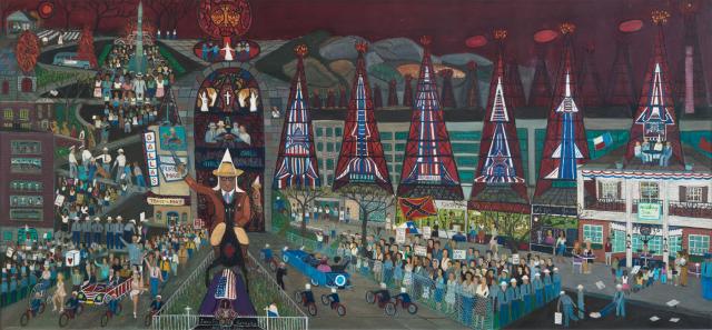 Fasanella's American Tragedy, a painting of JFK's presidential parade in Dallas.