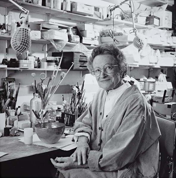 June Schwarcz in her studio