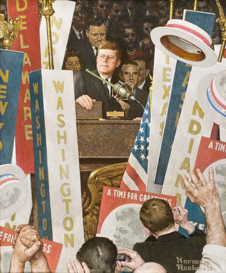 Rockwell's oil on canvas of JFK's Democratic National Convention in 1964.