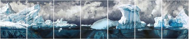 Rockman's oil painting of the Arctic ice caps. 