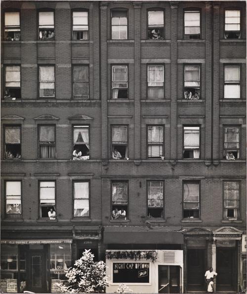 Parks' gelatin silver print of a building facade.