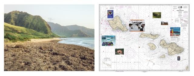 A photograph and map of fiber optic cables.