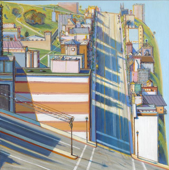 A painting of the steep streets in San Francisco. 