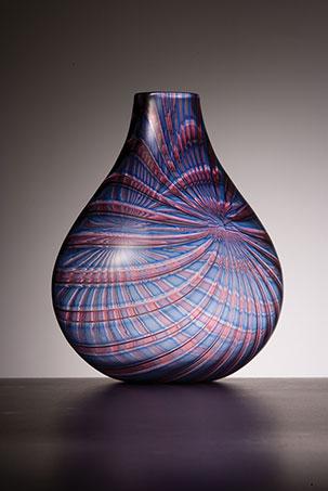 A purple glass vessel.