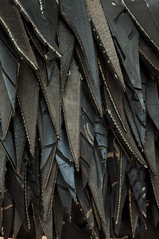 A detail photograph of rubber pieces placed on top of each other.