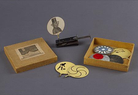 A box with circular forms inside.
