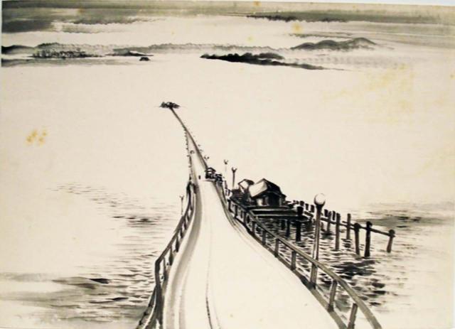A contour drawing of a pier.