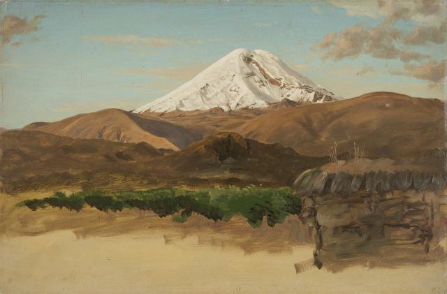 A painting of a mountain