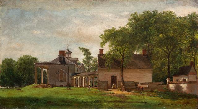 A painting of a house.