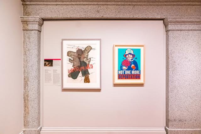 A photograph of artwork on a wall
