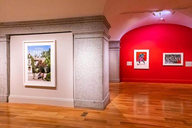 A photograph of artwork on a wall