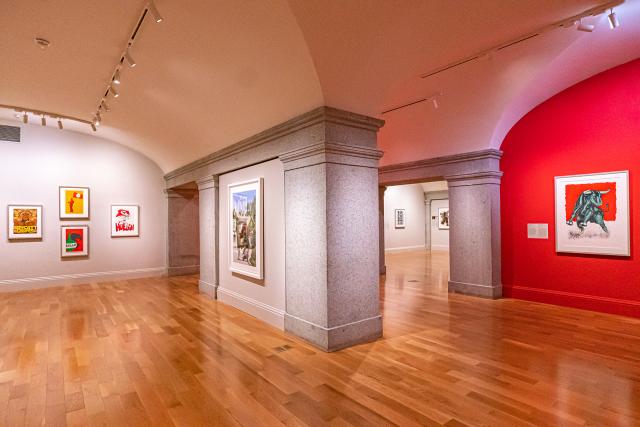 A photograph of artwork in an art gallery.