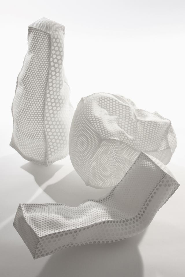 Three white objects