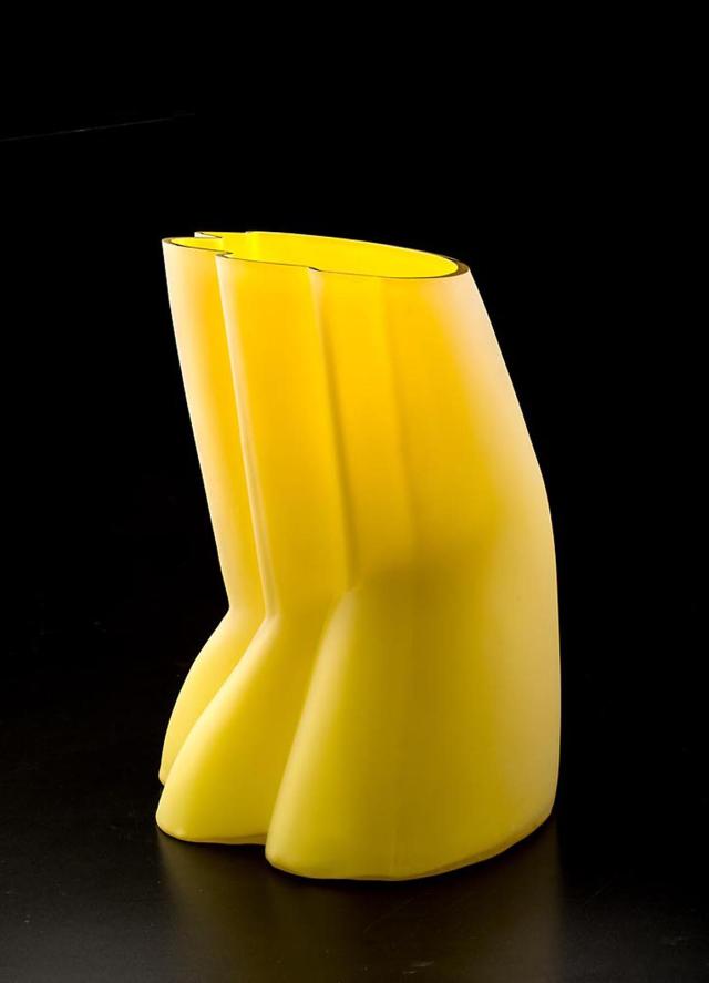 A yellow abstract artwork
