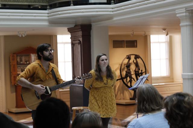 Musician Sam McCormally performs in the Luce Foundation Center