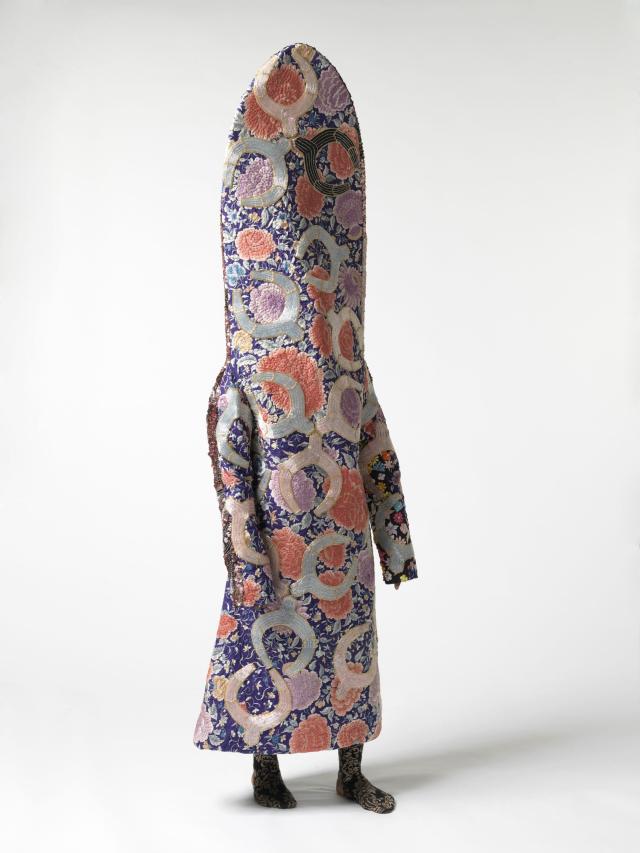Quilted soundsuit on a mannequin 