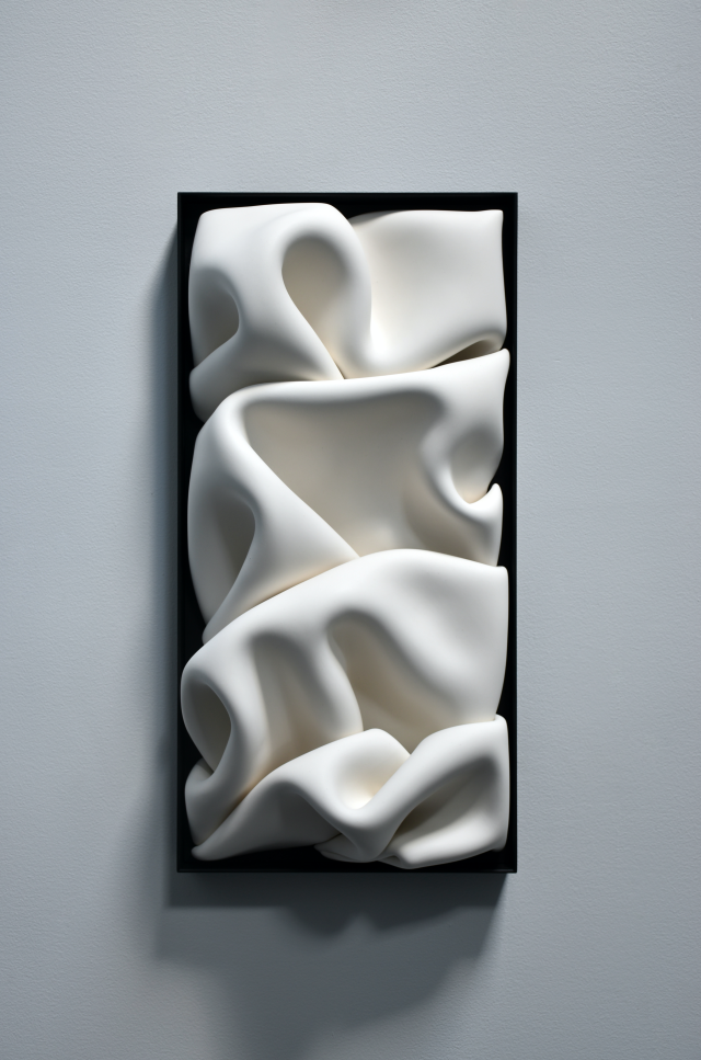 black box with carved white insert that looks like wrinkled fabric