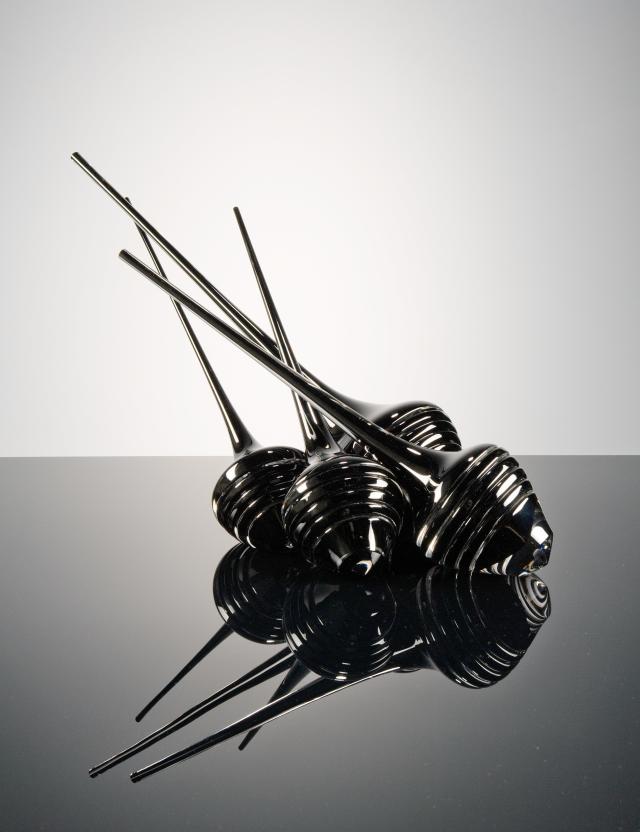 Collection of black glass objects