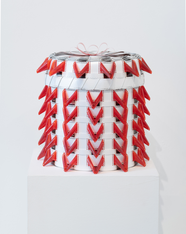 Red and white basket